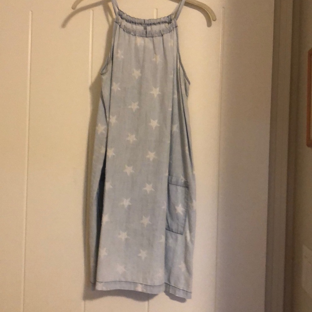 Star print denim dress